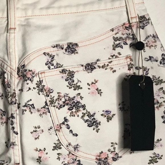 NWT RAG & BONE Ellie Micro Floral Off White Denim Shorts Size 27 - Picture 7 of 10
